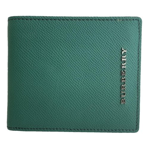 Pre-owned Burberry Leather Wallet In Green