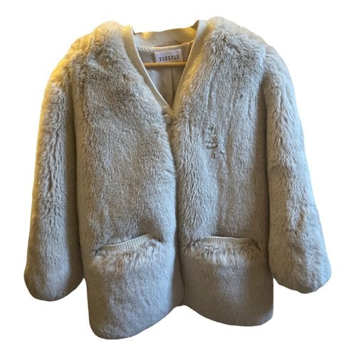 Pre-owned Claudie Pierlot Faux Fur Coat In White