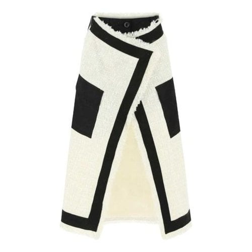 Pre-owned Sacai Wool Skirt In White