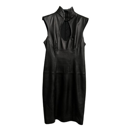 Pre-owned Gio' Guerreri Leather Mini Dress In Black