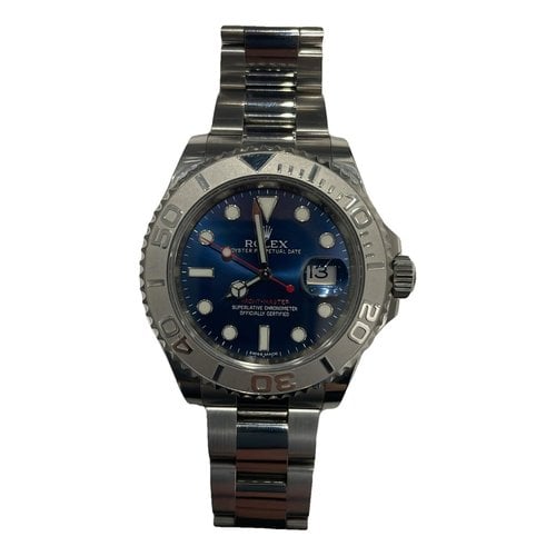 Pre-owned Rolex Yacht-master Platinum Watch In Silver