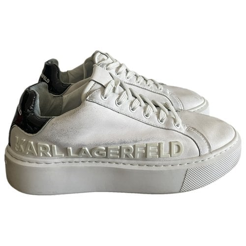 Pre-owned Karl Lagerfeld Leather Trainers In White