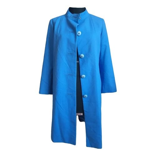 Pre-owned Harrods Wool Coat In Turquoise