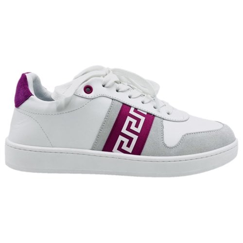 Pre-owned Versace Leather Trainers In White