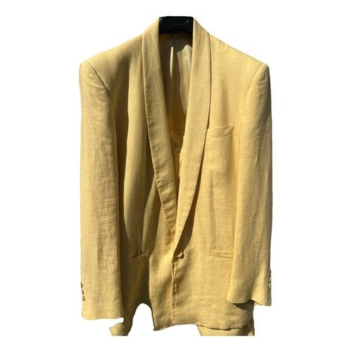 Pre-owned Versace Linen Suit In Yellow