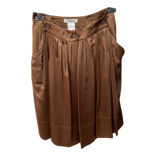 Pre-owned Chloé Silk Mid-length Skirt In Brown