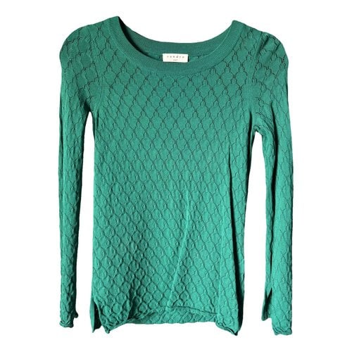 Pre-owned Sandro Jersey Top In Green