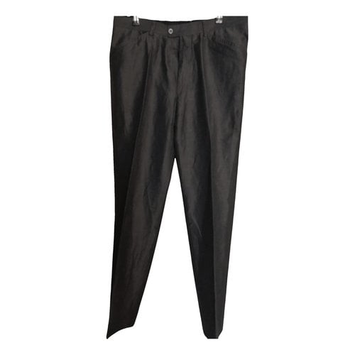 Pre-owned Kenzo Linen Trousers In Grey