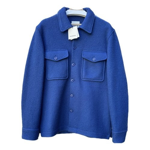 Pre-owned Sandro Wool Jacket In Blue