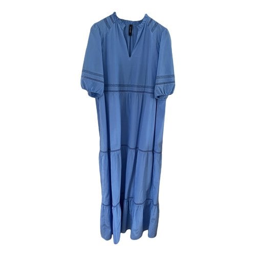 Pre-owned Marc Cain Silk Maxi Dress In Blue