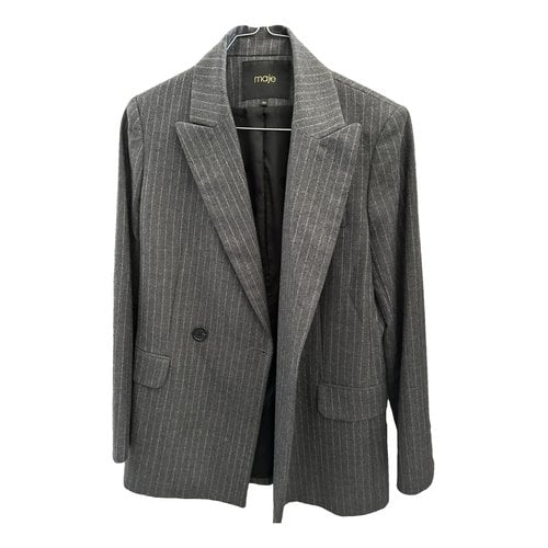 Pre-owned Maje Wool Blazer In Anthracite