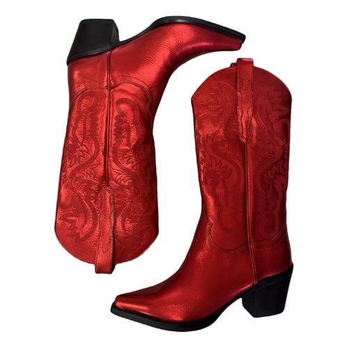 Pre-owned Jeffrey Campbell Leather Cowboy Boots In Red