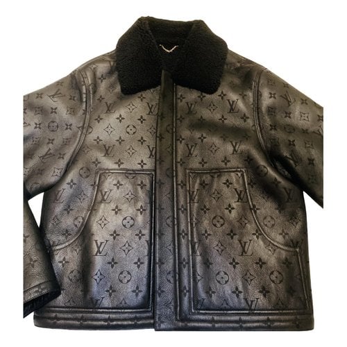Pre-owned Louis Vuitton Leather Coat In Black