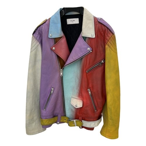 Pre-owned Celine Leather Jacket In Multicolour