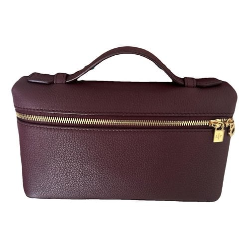 Pre-owned Loro Piana Extra Pocket Leather Handbag In Burgundy