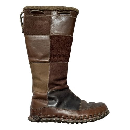 Pre-owned Nike Leather Snow Boots In Brown