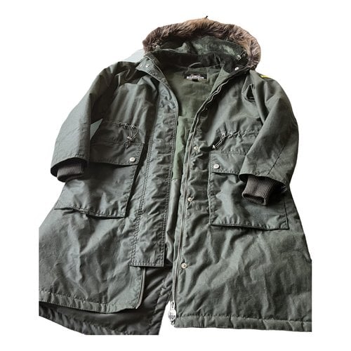 Pre-owned Barbour Leather Caban In Green