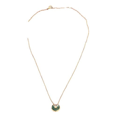 Pre-owned Cartier Amulette Pink Gold Long Necklace In Green