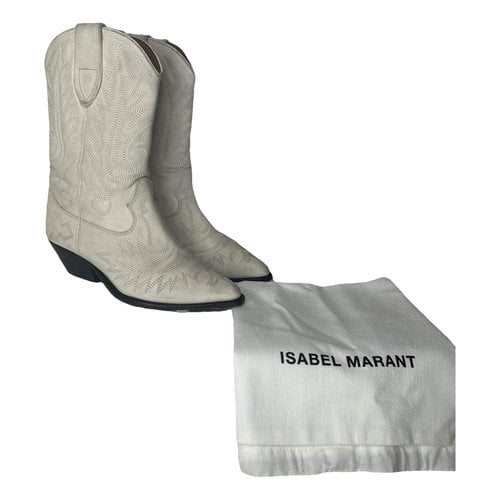Pre-owned Isabel Marant Duerto Leather Cowboy Boots In White
