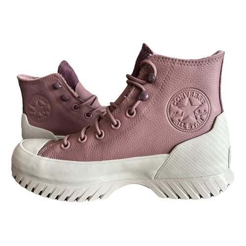 Pre-owned Converse Leather Boots In Pink