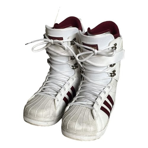 Pre-owned Adidas Originals Superstar Leather Boots In White