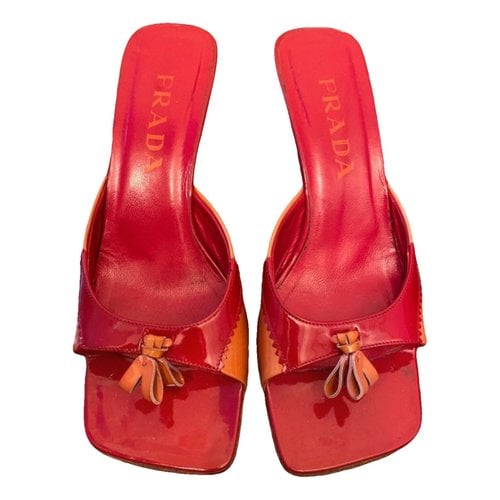 Pre-owned Prada Patent Leather Mules In Red