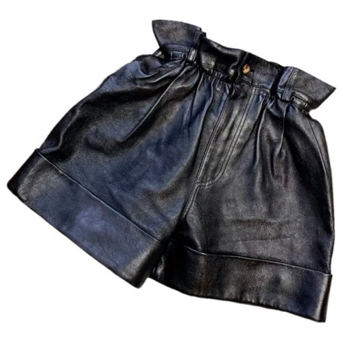 Pre-owned Miu Miu Leather Shorts In Black