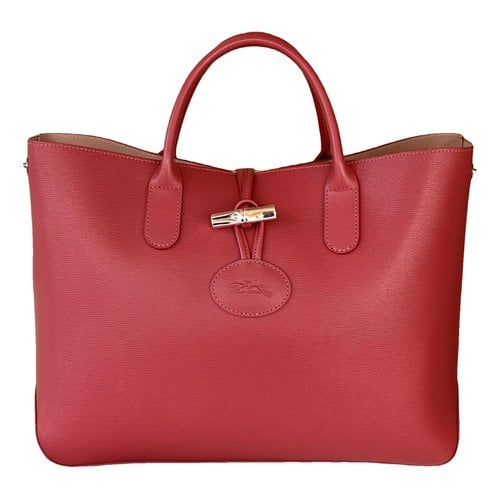 Pre-owned Longchamp Roseau Leather Handbag In Pink