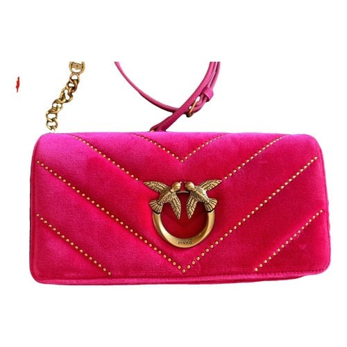 Pre-owned Pinko Love Bag Velvet Clutch Bag In Pink