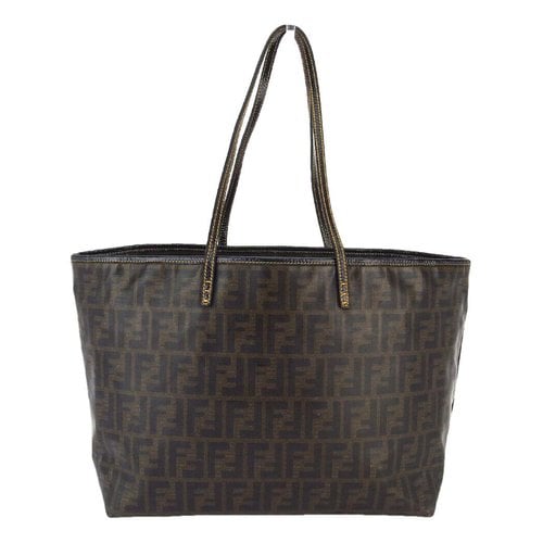 Pre-owned Fendi Roll Bag Leather Tote In Brown