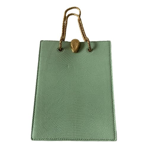Pre-owned Bvlgari Serpenti Leather Tote In Green