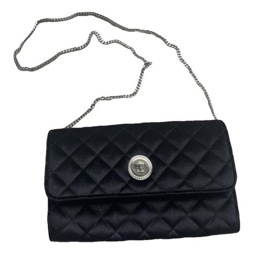 Pre-owned Versace Icon Velvet Crossbody Bag In Black