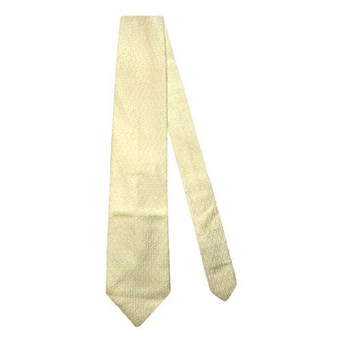 Pre-owned Fendi Silk Tie In Gold