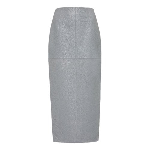 Pre-owned Prada Leather Mid-length Skirt In Grey