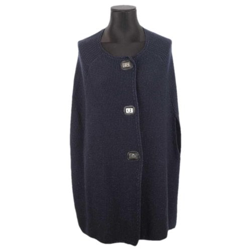Pre-owned Sandro Wool Poncho In Blue
