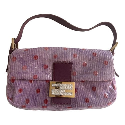 Pre-owned Fendi Baguette Leather Handbag In Purple