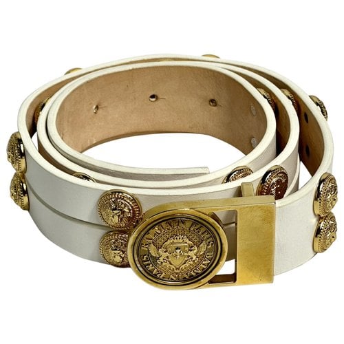 Pre-owned Balmain Leather Belt In White