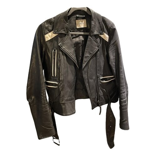 Pre-owned Envii Leather Biker Jacket In Black