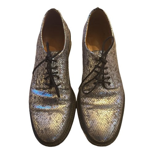 Pre-owned Robert Clergerie Leather Lace Ups In Silver