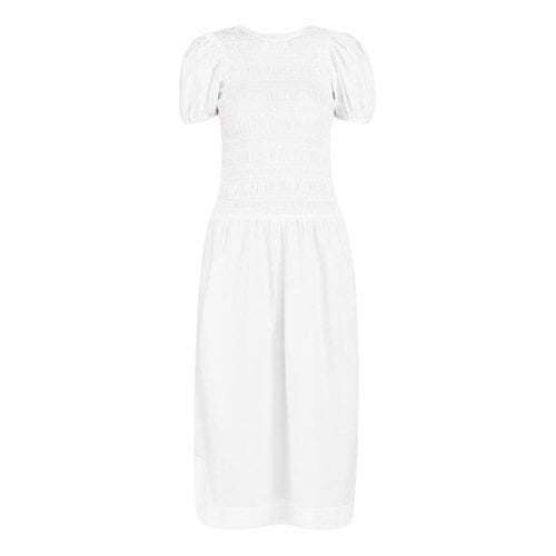 Pre-owned Ganni Mid-length Dress In White