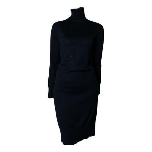 Pre-owned Samsoe & Samsoe Wool Mid-length Dress In Black
