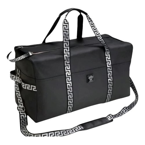 Pre-owned Versace Patent Leather Travel Bag In Black
