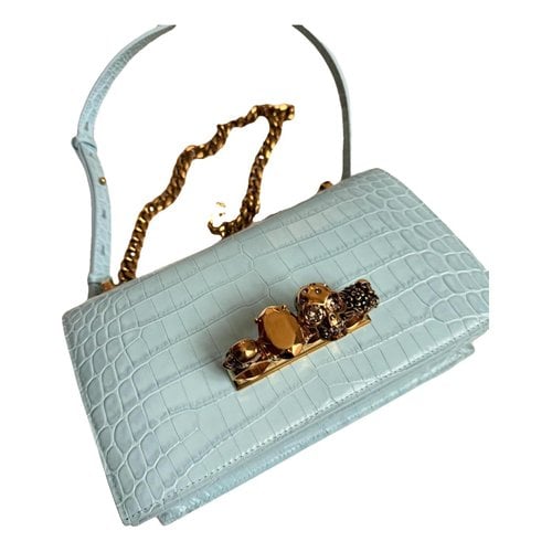 Pre-owned Alexander Mcqueen Leather Clutch Bag In Blue