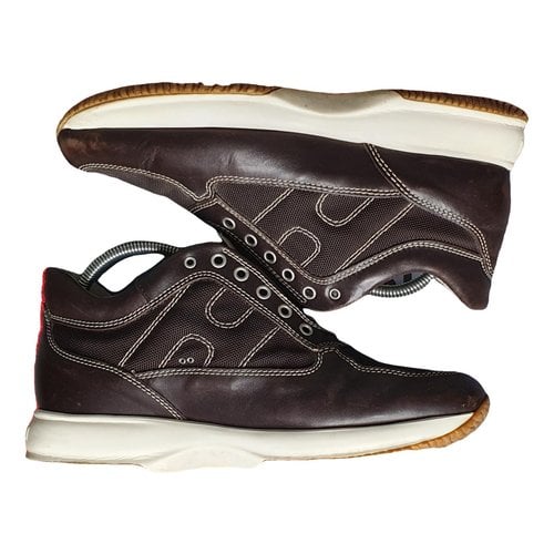 Pre-owned Hogan Leather Low Trainers In Brown