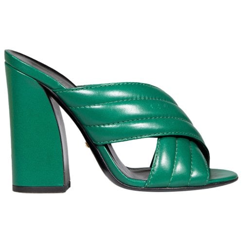 Pre-owned Gucci Leather Mules & Clogs In Green