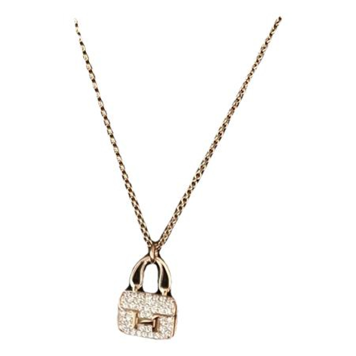 image of Hermès Amulette pink gold necklace