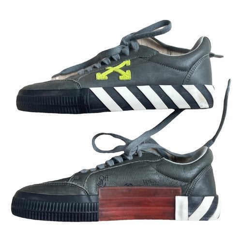 Pre-owned Off-white Vulcalized Leather Trainers In Grey