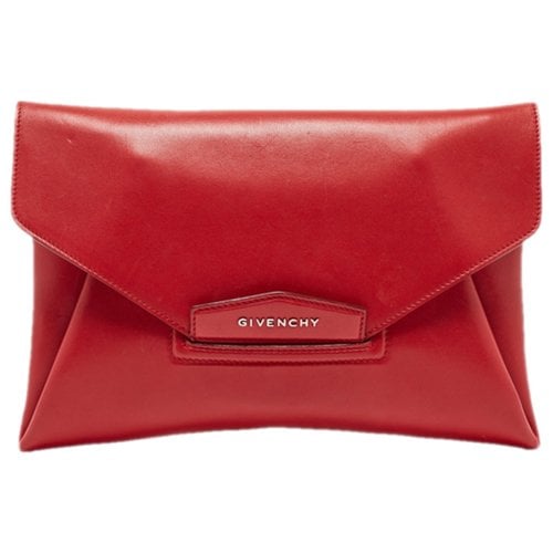 Pre-owned Givenchy Leather Clutch Bag In Red