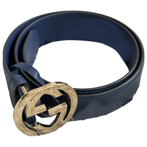 Pre-owned Gucci Blondie Leather Belt In Blue