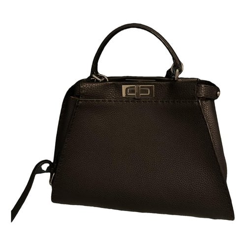 Pre-owned Fendi Peekaboo Leather Bag In Black